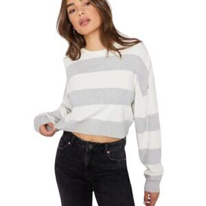 [Garage] Gray & White Striped Sparkly Crewneck Sweater - Size L